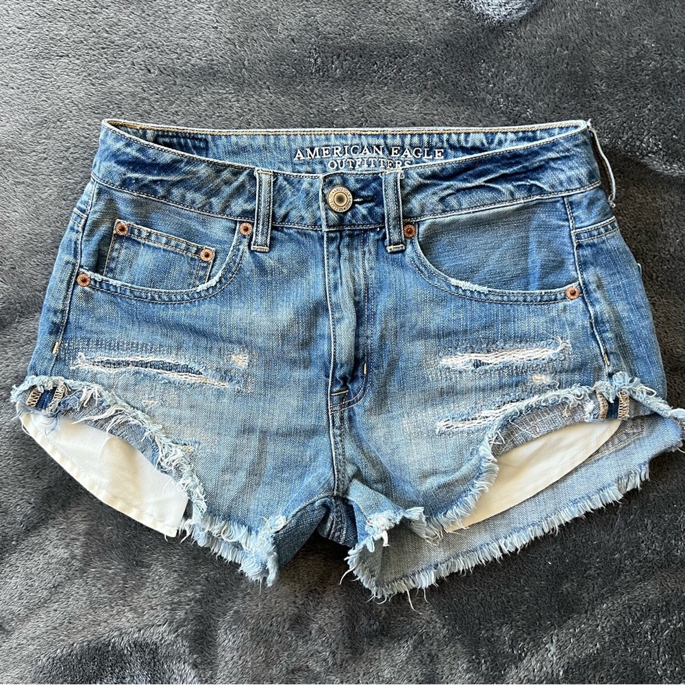 American Eagle High-rise Distressed Festival Jean Shorts